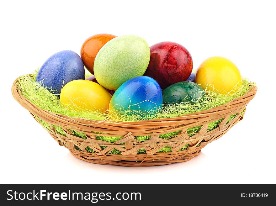 Easter nest with many painted easter eggs. Easter nest with many painted easter eggs.