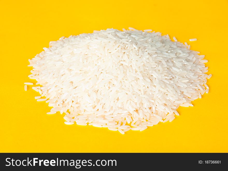 White Rice Isolated On Yellow