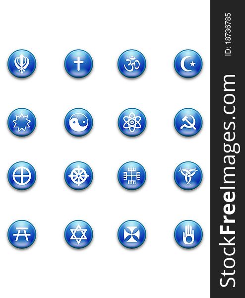 Religious rounded blue icon set