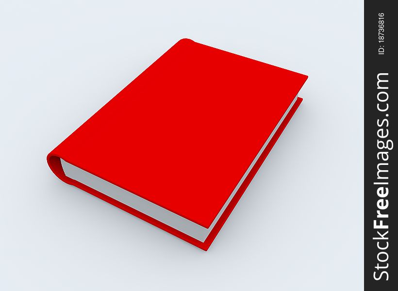 3D rendered red book on white surface
