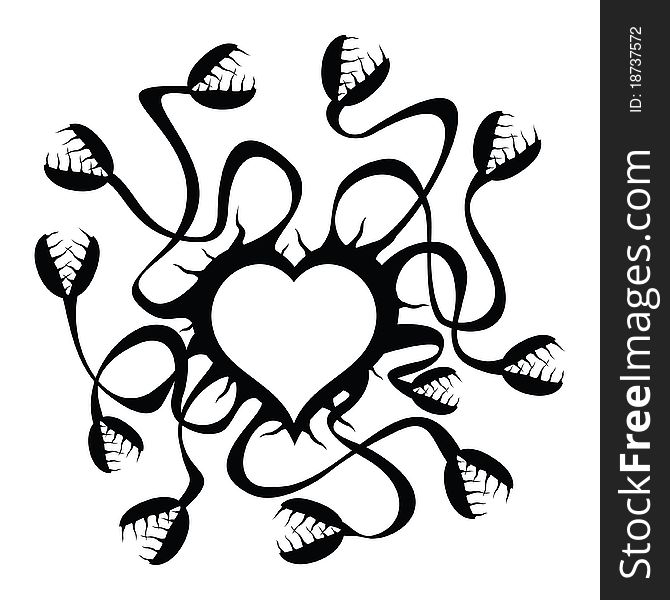 Abstract dangerous heart. Black and white Illustration. Abstract dangerous heart. Black and white Illustration.