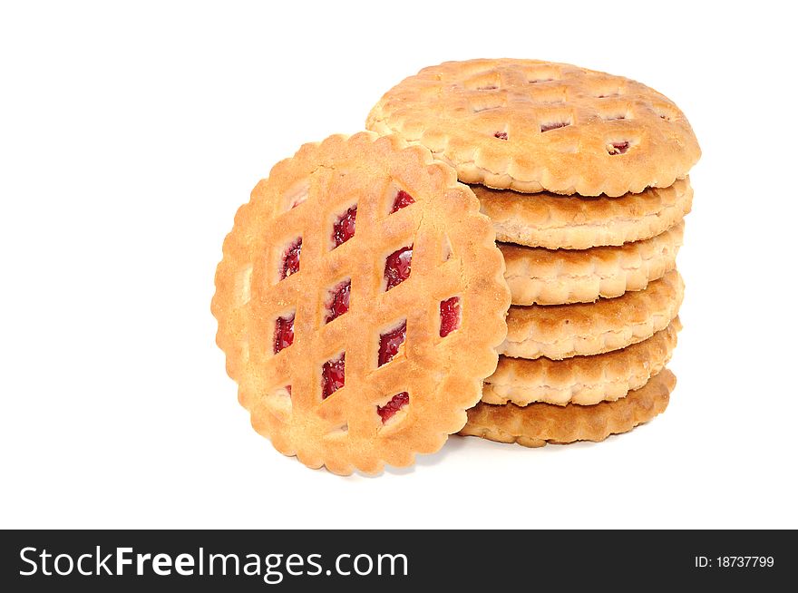 Cookies with milk jelly , on a white background