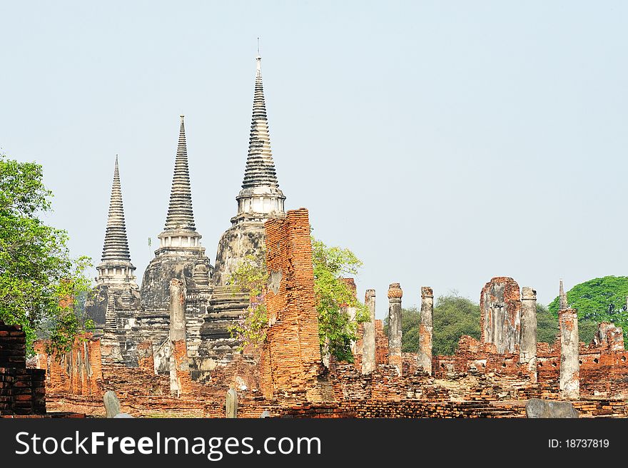 Three pagodas in wat phrasisunpeth ayuttaya thailand. Three pagodas in wat phrasisunpeth ayuttaya thailand