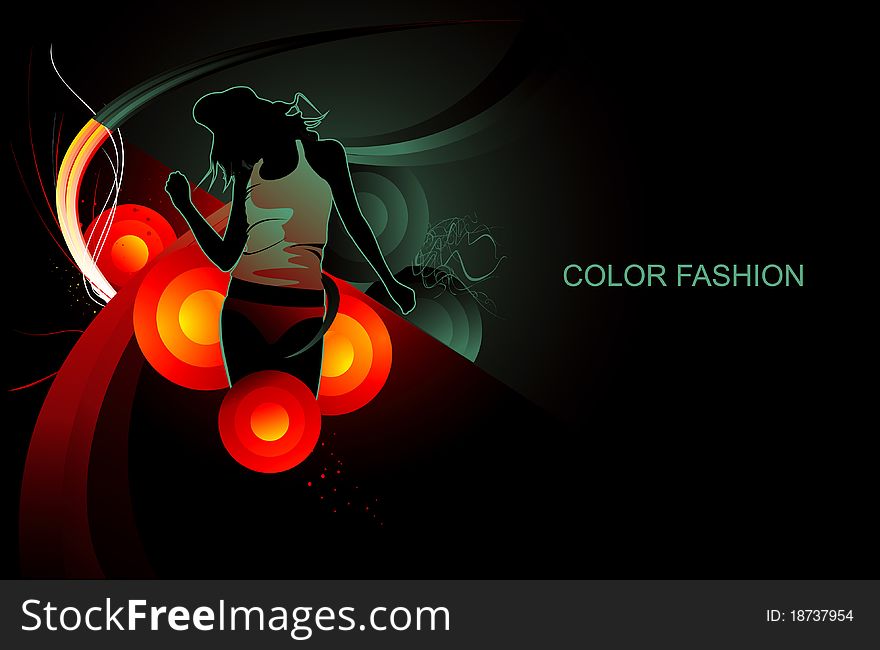 Background color and fashion woman illustration