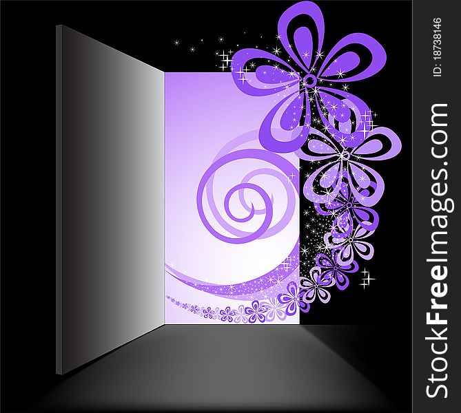 Open the door with the purple swirl