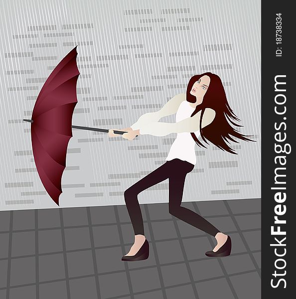 Girl with an umbrella in rain.