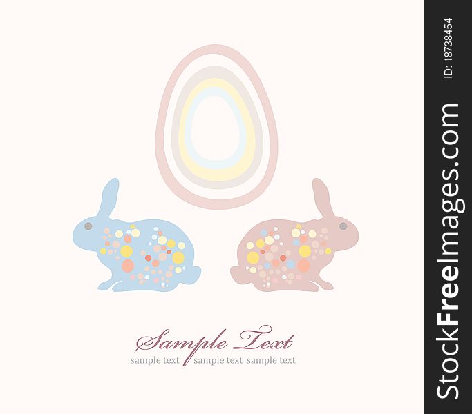 Cute easter rabbit and egg card
