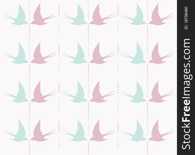 Cute Swallow Seamless Pattern
