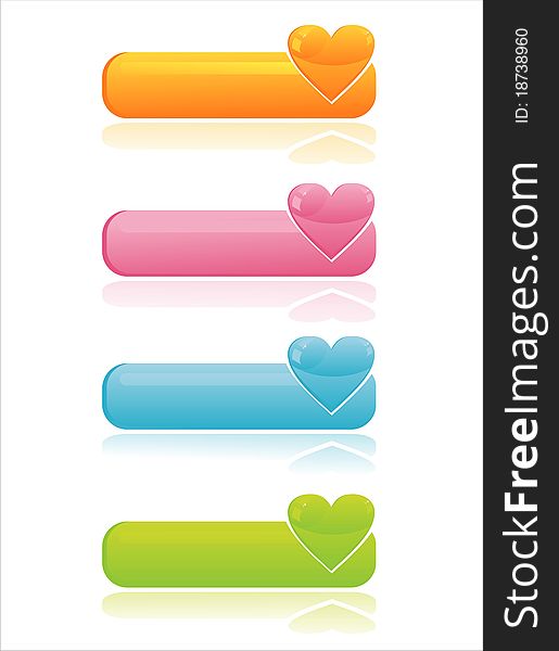 Set of 4 glossy heart banners. Set of 4 glossy heart banners