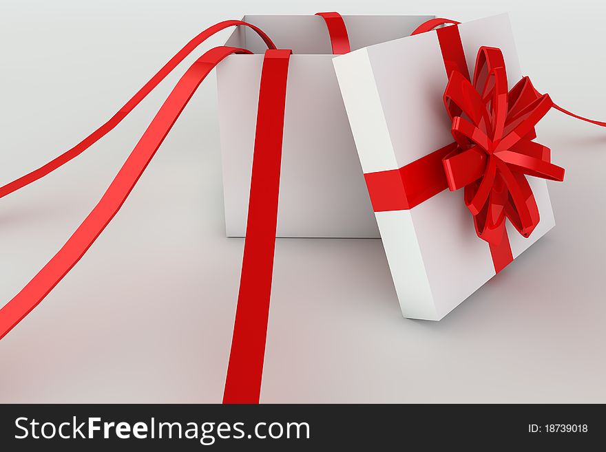 3D rendered illustration of a opened giftbox. 3D rendered illustration of a opened giftbox