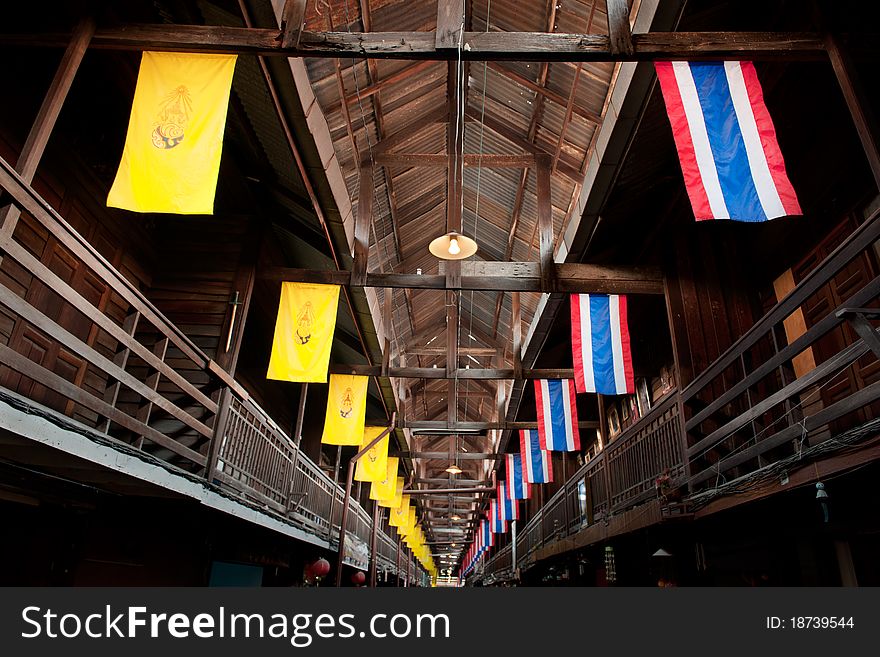 Thailand flag and symbol of king Rama IV