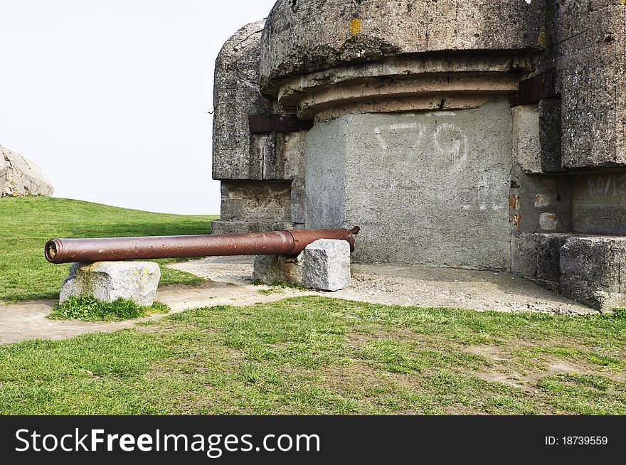 World war 2 bunker with 105 mm cannon in Grandville( point du roc , Normandy ) France