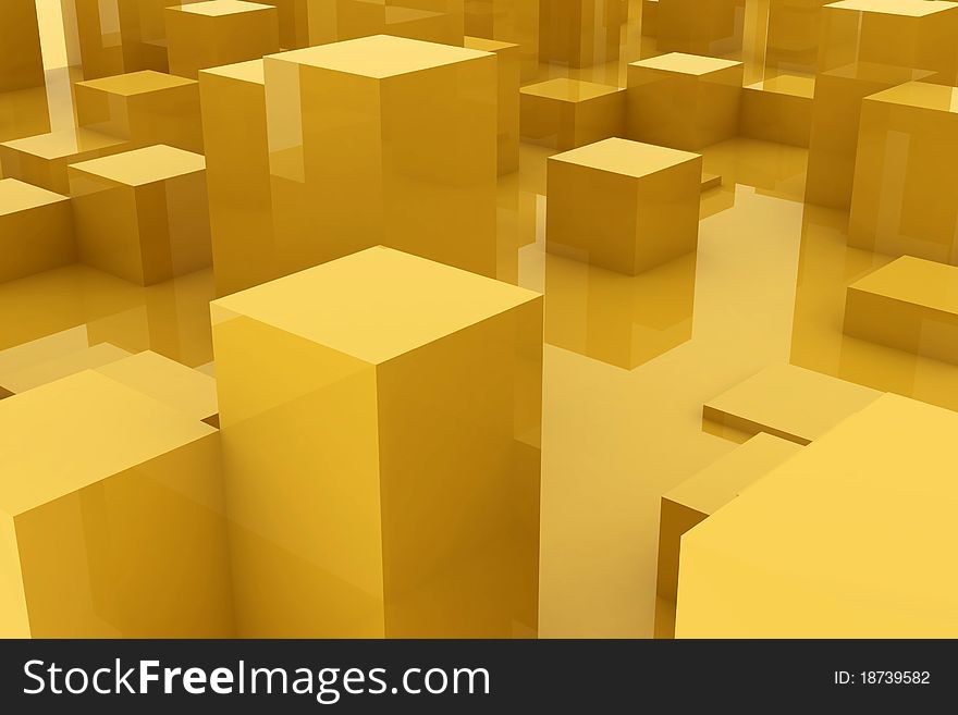 Golden blocks in an abstract city