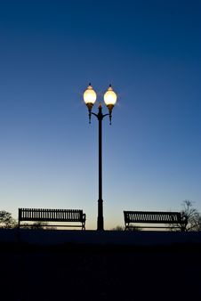Park Benches In The Evening Stock Images