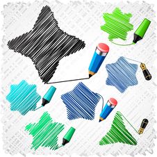 Scribbled Stars Shapes. Royalty Free Stock Photo Scribbled Stars Shapes. Royalty Free Stock Photo