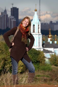 People: Russian Woman In Moscow Stock Photo People: Russian Woman In Moscow Stock Photo