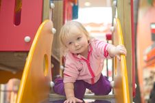 Adorable Baby Prepare To Slide Down On Playground Stock Image Adorable Baby Prepare To Slide Down On Playground Stock Image