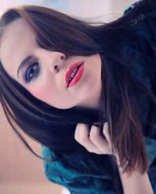 Beautiful Model Woman Face With Fashion Make-up Royalty Free Stock Photography
