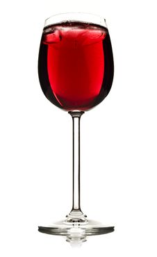 Wine Glass With Red Fruit Juice And Ice Stock Photos