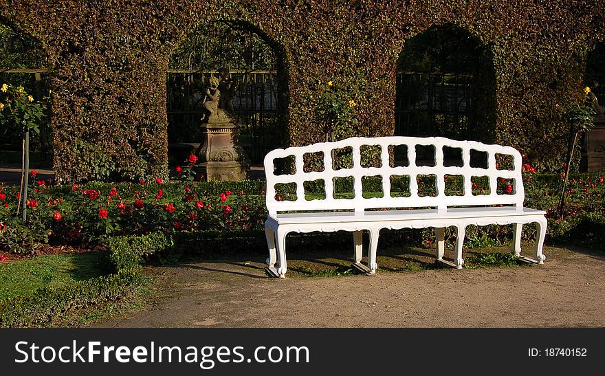 White Bench In Park