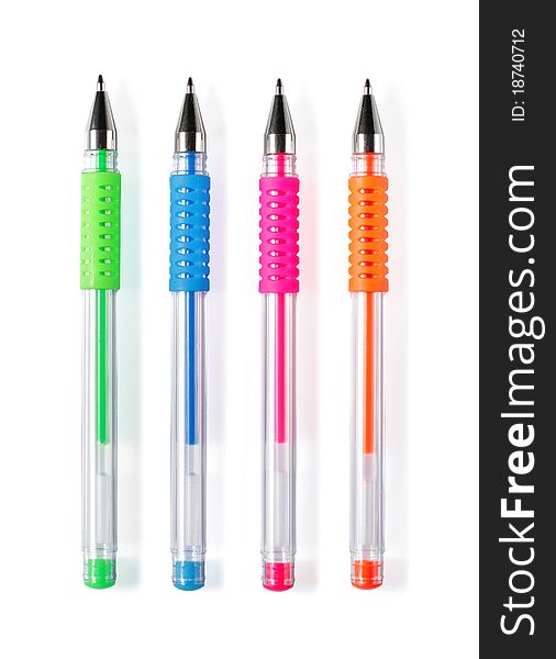 A set of transparent colorful pens