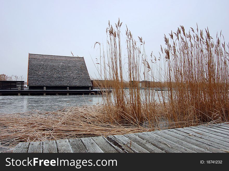 Hut in Frozen Lake