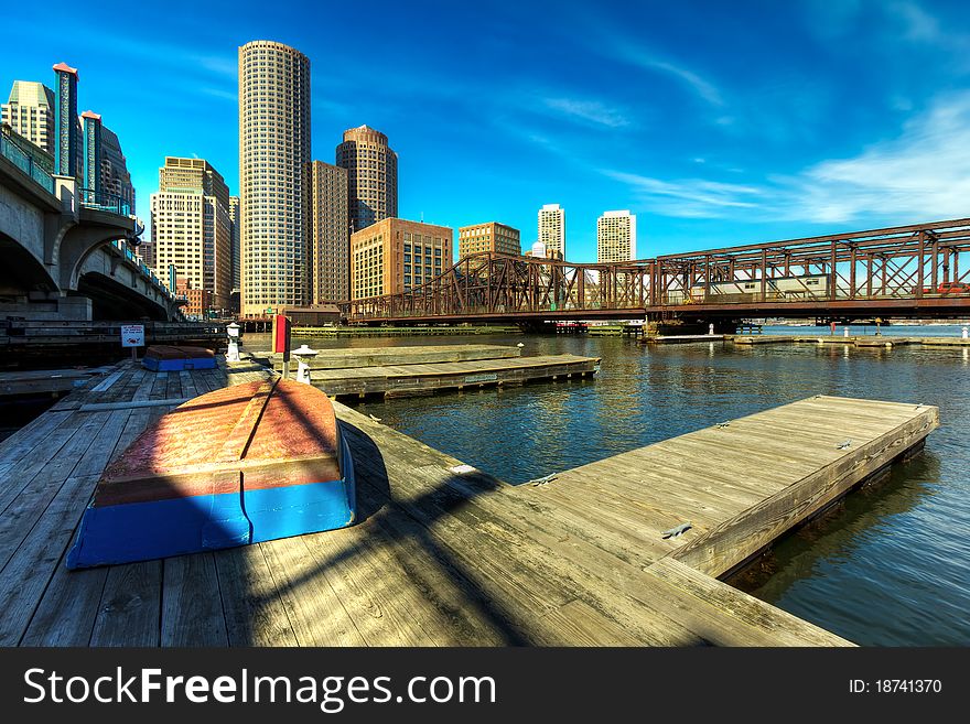 View of Boston Financial District in Massachusetts, USA.