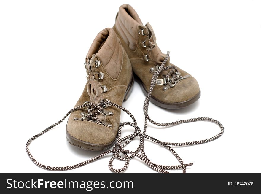 Children shoes isolated on the white background
