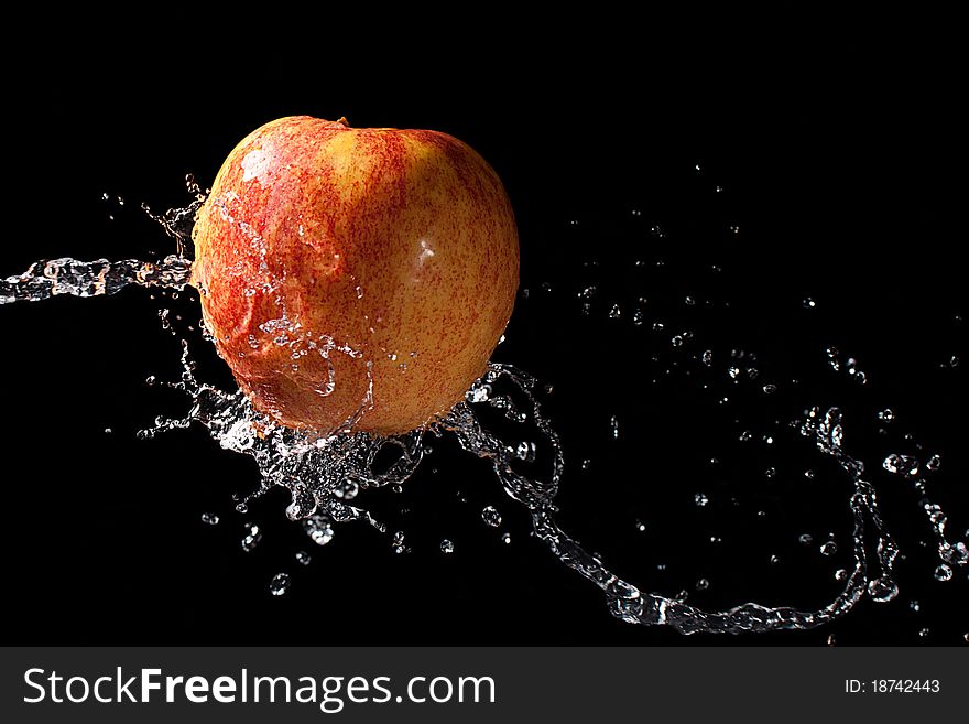 Apple splash in splashes of water for freshness giving. Apple splash in splashes of water for freshness giving