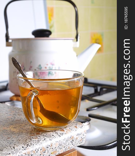 A cup of tea in the kitchen