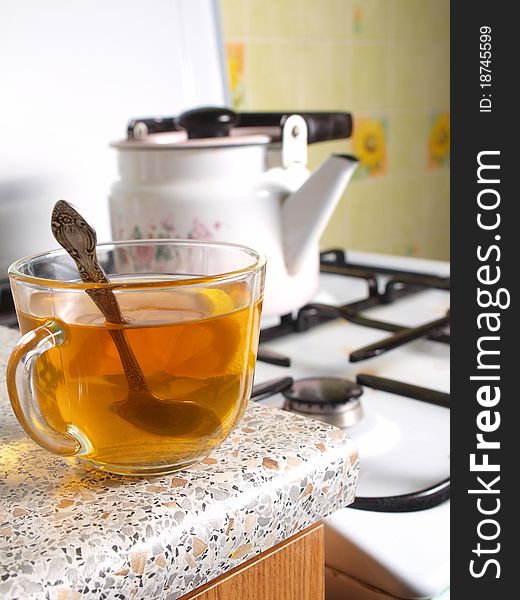 A cup of tea in the kitchen