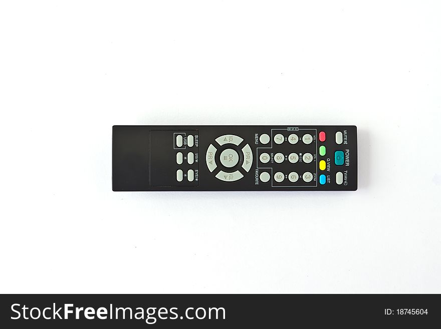 A remote TV controller over a white background