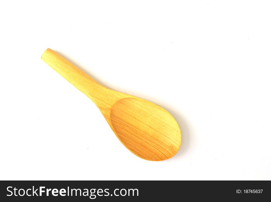 Close up of wooden spoon on white background with clipping path