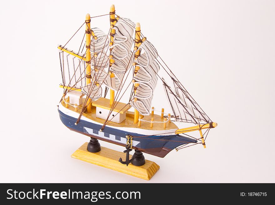 Model of ship on white