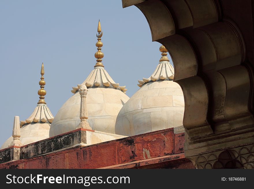 Domes of the Agra Red fort palace near Delhi. Domes of the Agra Red fort palace near Delhi.