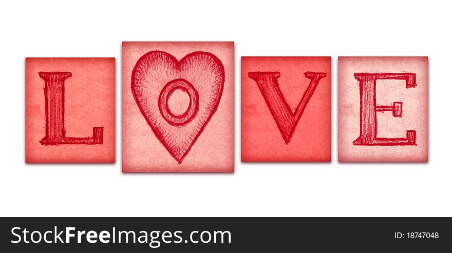 Illustration of love text on the old paper. Illustration of love text on the old paper