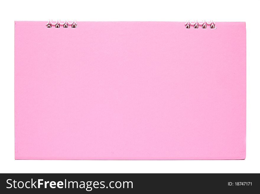 Pink blank desktop calendar with isolated on white background