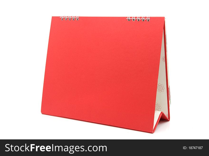 Red blank desktop calendar with isolated on white background