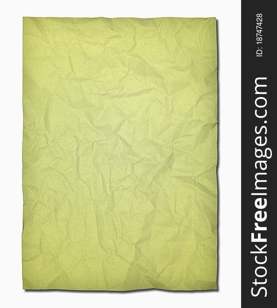 Old crumpled paper on white background isolated