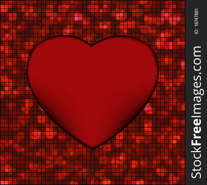 Abstract mosaic glowing heart background. EPS 8 file included