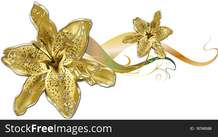 Gold lily for congratulation's text