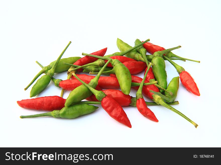 the chili on white background.