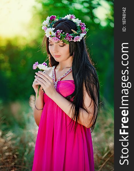 Girl And Flowers