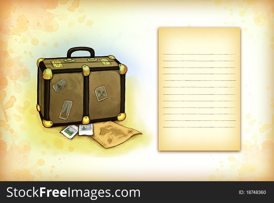 Travel background with illustration of baggage