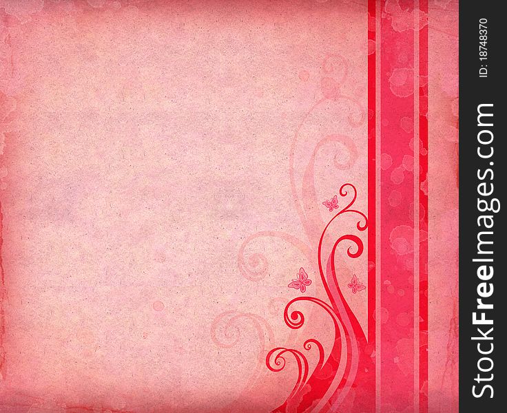 Pink old paper with watercolor design element. Pink old paper with watercolor design element