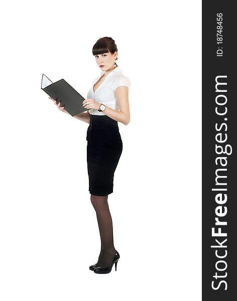 Portrait of business woman holding a folder