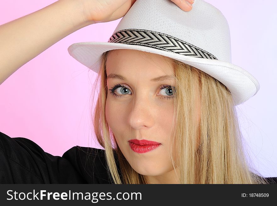 Beautiful European Woman In A Hat.