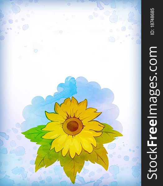 Background with drawing of sunflower