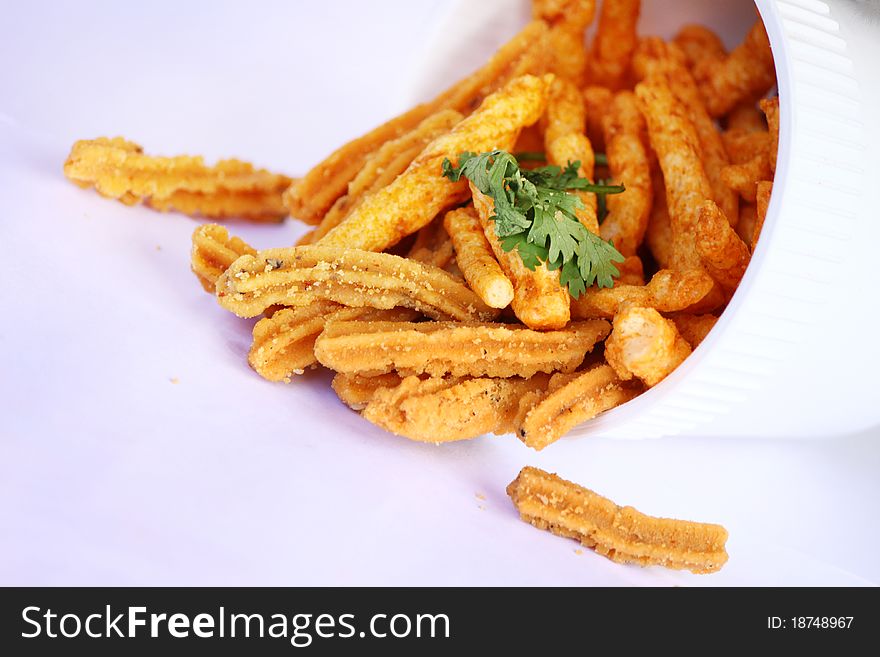 Yummy Potato Chips On White Background