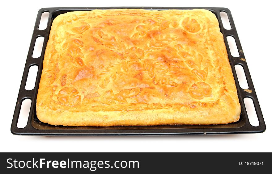 Meat pie on white background